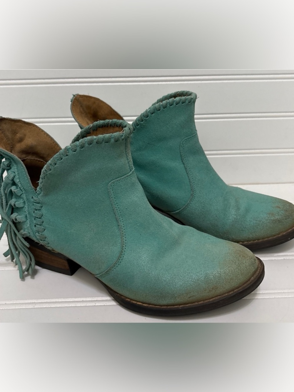 Circle G by Corral Turquoise Fringe Cowboy Western Booties Boots Womens Size 7.5